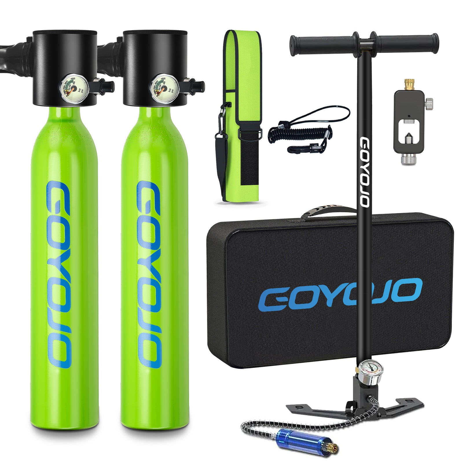 GOYOJO Scuba Tank 0.5L*2 + Hand Pump + Refill Adapter