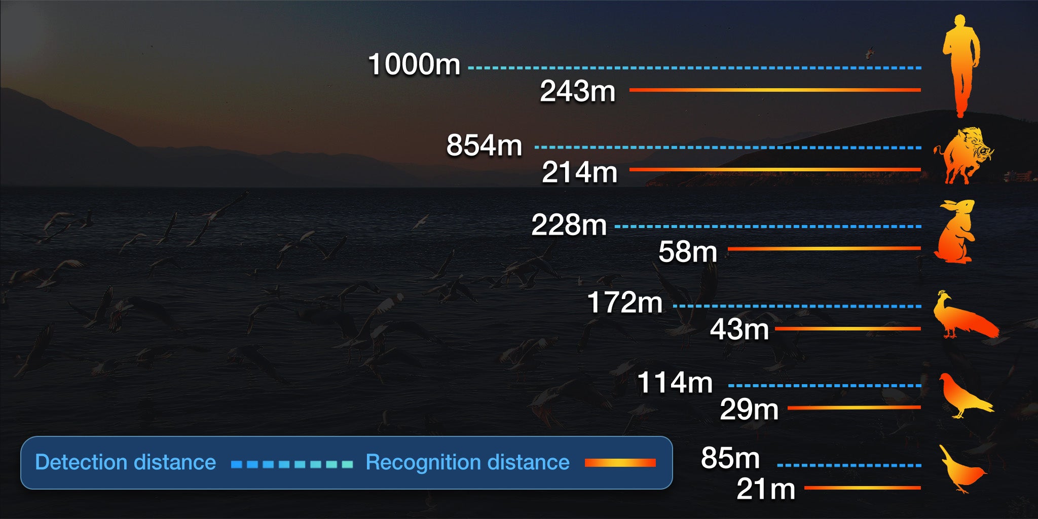 1000 meters detection distance